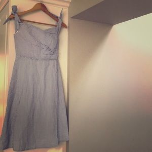 J crew off shoulder seersucker dress